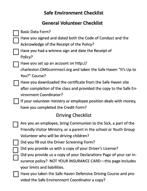 Fillable Online General Volunteer Checklist Fax Email Print - pdfFiller