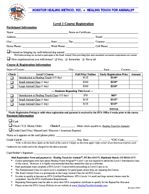 Course Registration Form - Level 1 1