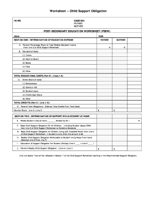 Fillable Online Post-Secondary Education Worksheet Fax Email Print ...