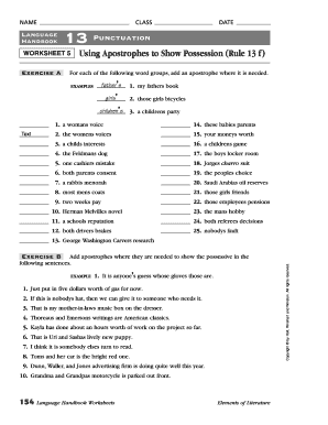 NAME CLASS DATE Handbook Text 13 Punctuation WORKSHEET 5 ...
