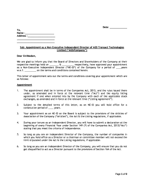 Independent Directors' Appointment Letter - AGS Transact Technologies