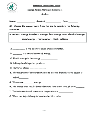 worksheet for grade 4 science quarter 1