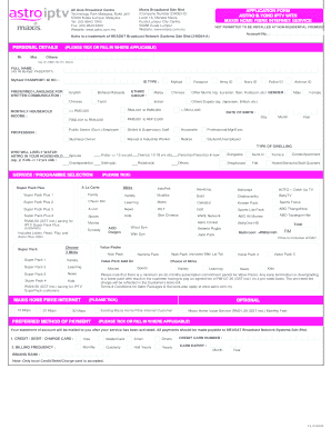 APPLICATION FORM ASTRO B.YOND IPTV WITH MAXIS