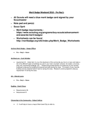 Fillable Online All Scouts will need a blue merit badge card signed by your Fax Email Print ...