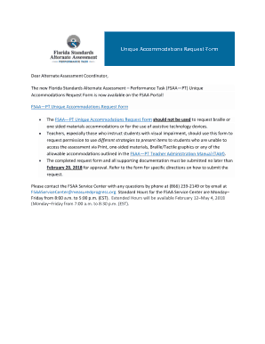 Unique Accommodations Request Form - the FSAA Portal