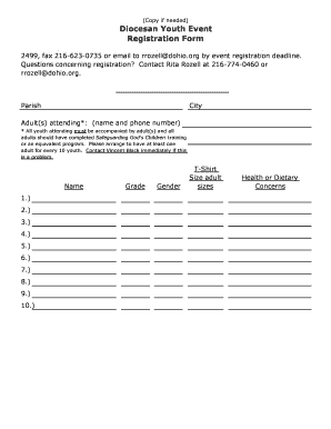 Diocesan Youth Event Registration Form - dohio.org