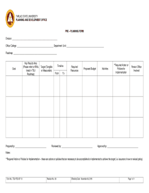 TSU-PDO-SF-13 Pre Planning Form