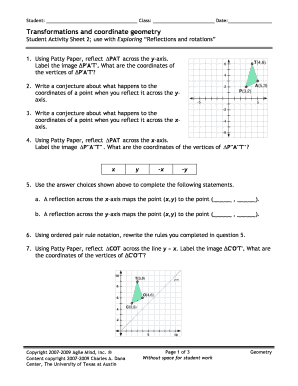 transformations and coordinate geometry student activity sheet 2 answers