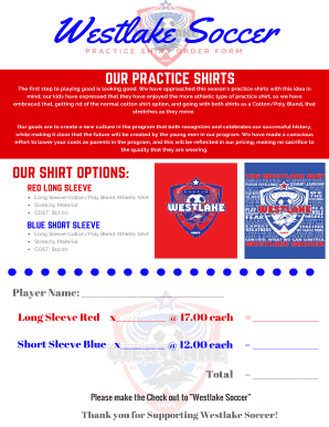 Fillable Online Soccer Practice Shirt Order Form Fax Email Print ...