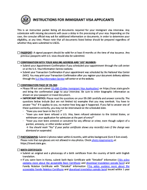 INSTRUCTIONS FOR IMMIGRANT VISA ... - US Embassy Seoul