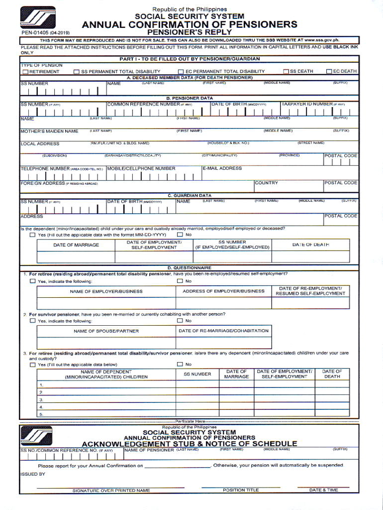 2019 2023 Form PH SSS PEN 01405 Fill Online Printable Fillable Blank 