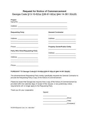 Request for Notice of Commencement