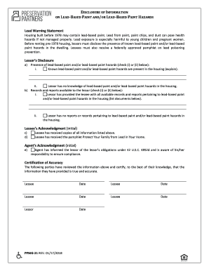 Lead Warning Statement Lessor's Disclosure Lessee's ...