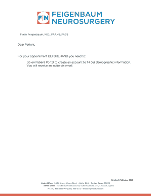 Go on Patient Portal to create an account to fill out demographic information