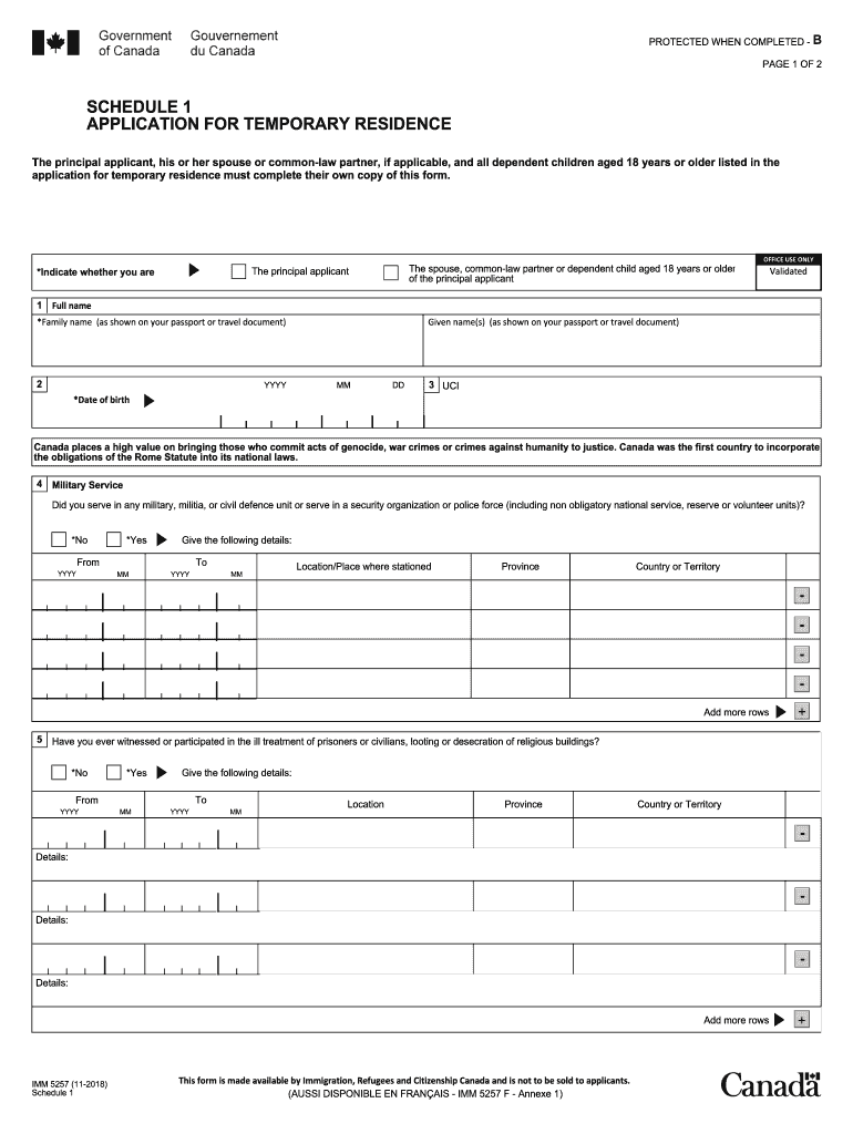Canada IMM 5257 B 2018 Fill And Sign Printable Template Online US Legal Forms