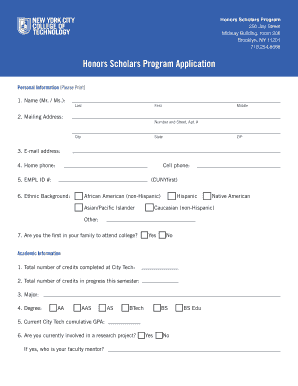 Honors Scholars Program Application - City Tech Honors Program