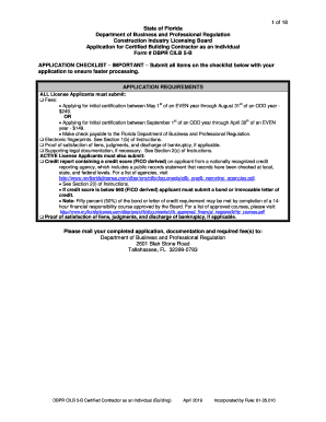 Application for Certified Building Contractor as an Individual