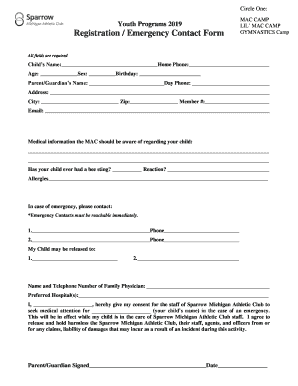 MAC Summer Camp Medical Release Form