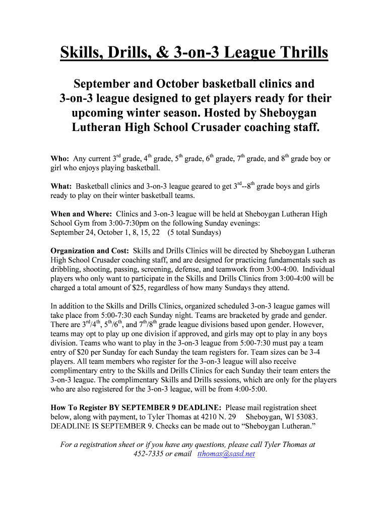 Fillable Online Skills and Drills 3on3 Fax Email Print pdfFiller