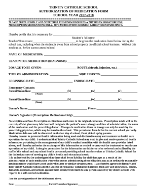 AUTHORIZATION OF MEDICATION FORM