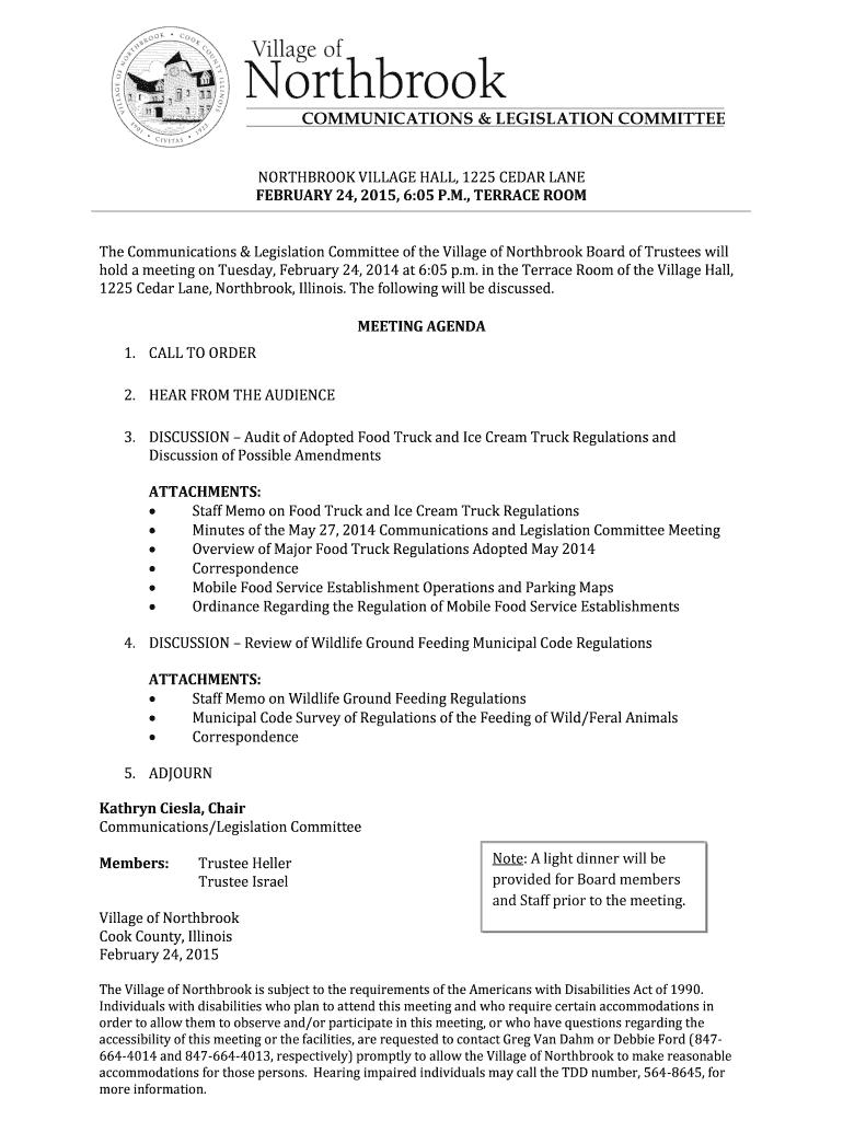 Fillable online food truck ordinance village of northbrook fax email