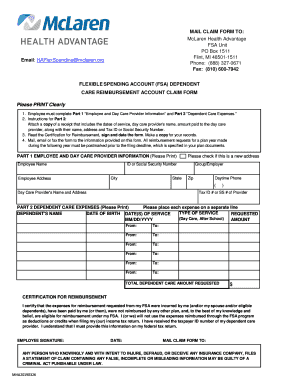 flexible spending account dependent care reimbursement claim form