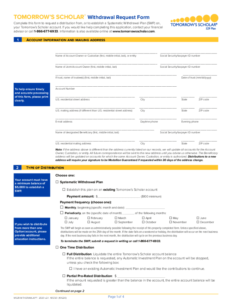 scholar withdrawal request form Preview on Page 1