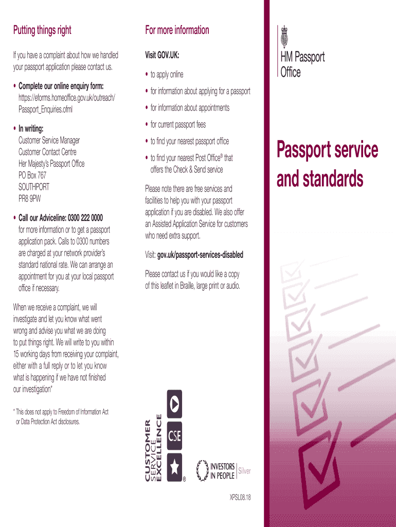 Fillable Online passport enquiries form Home Office Fax Email Print