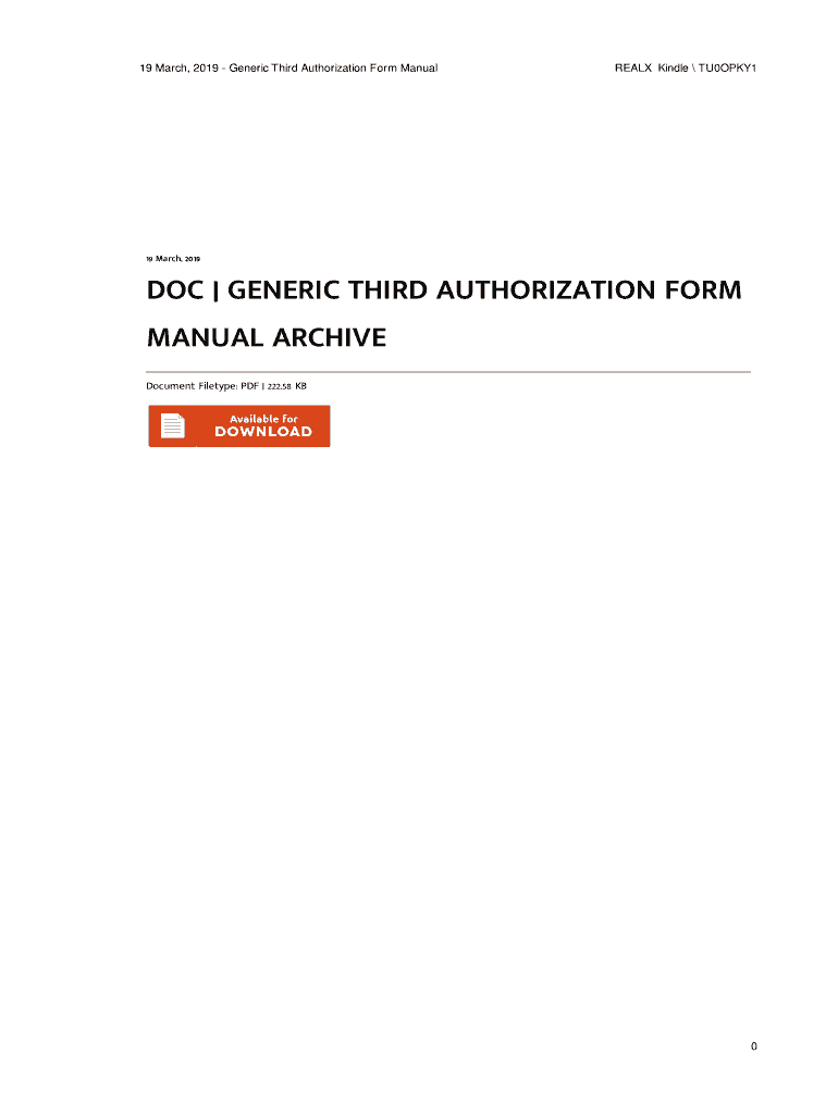 Fillable Online DocGeneric Third Authorization Form Manual Archive PDF ...