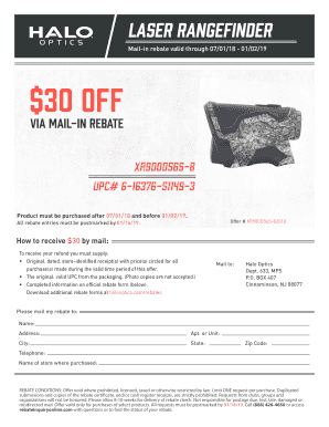 Mail-in rebate valid through 07/01/18 - 01/02/19
