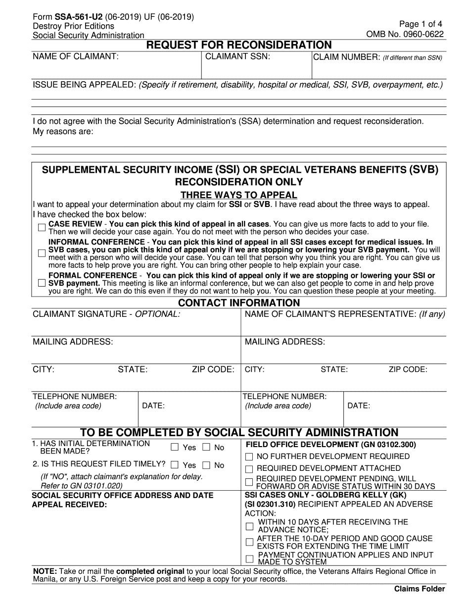 Ssa-561 appeal form