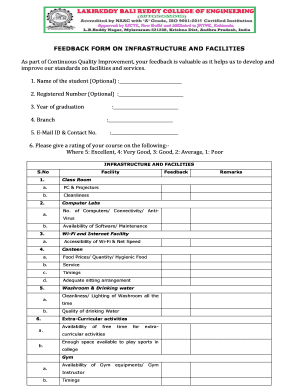 Student Feedback on Facilities - LBRCE