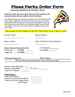 pizza party sign up sheet