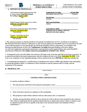 proposal & contract (when executed) a. deposit of proposals.