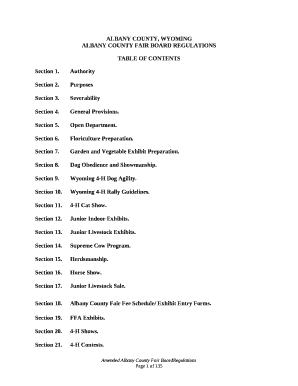 ALBANY COUNTY FAIR BOARD REGULATIONS