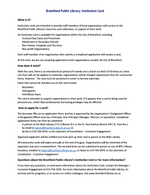 Institution Card - Brantford Public Library