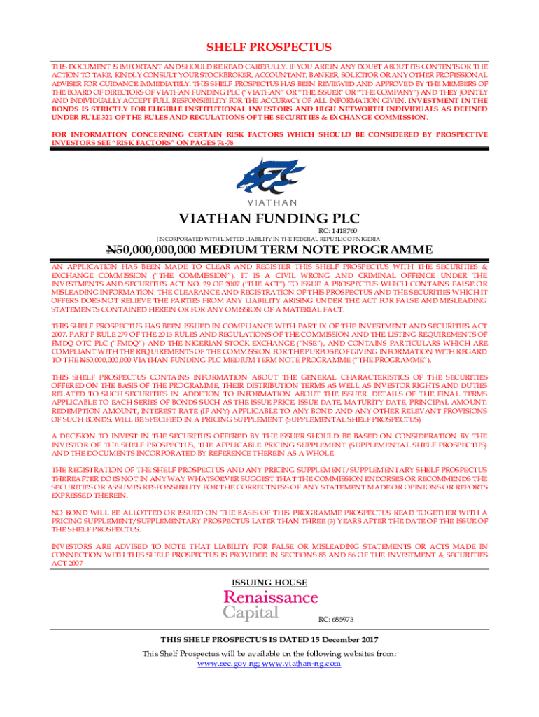 Fillable Online sec gov Shelf Prospectus Securities and Exchange