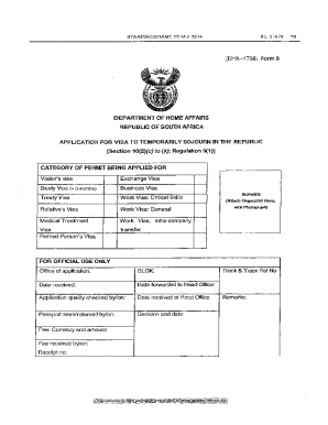 South Africa Visa Application Form