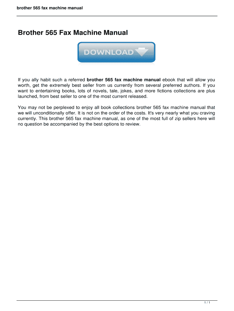Fillable Online Brother 565 Fax Machine Manual. Brother 565 Fax Machine