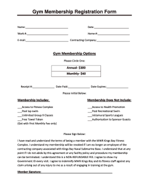 Gym Membership Registration Form