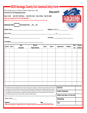 Fillable Online Entry Forms - Saratoga County Fair Fax Email Print ...