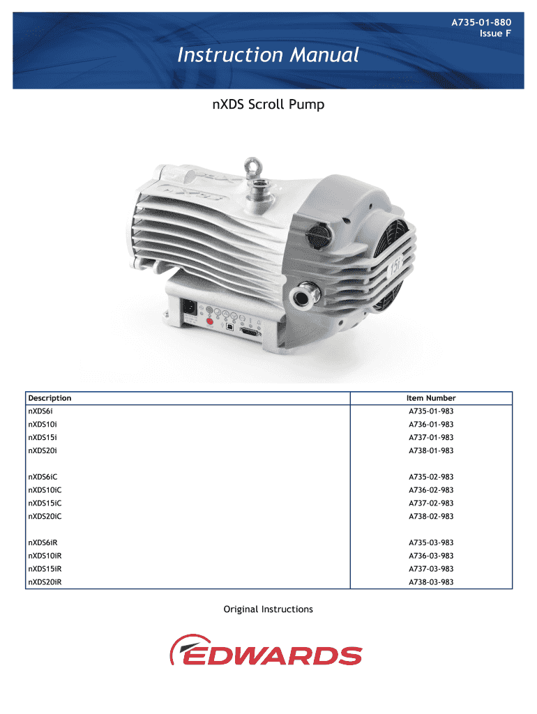Fillable Online nXDS instruction manual Edwards Vacuum Fax Email