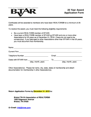 25 Year Award Application Form - btvar.net