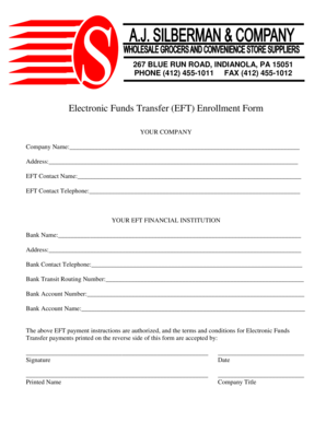 Electronic Funds Transfer Enrollment Form