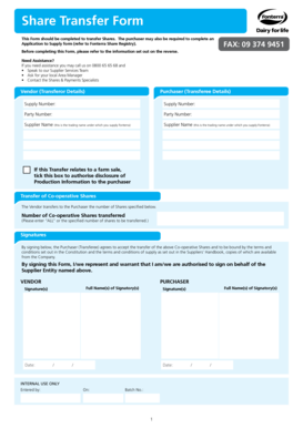 Fonterra Share Transfer Form