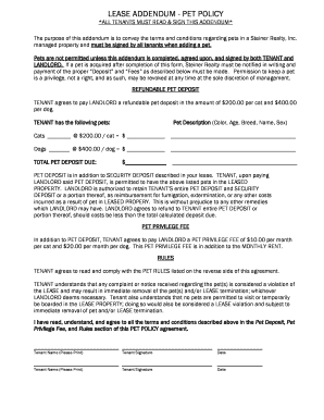 Lease Addendum - Pet Policy