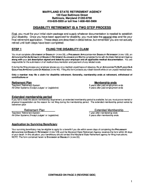 Maryland Disability Retirement Application