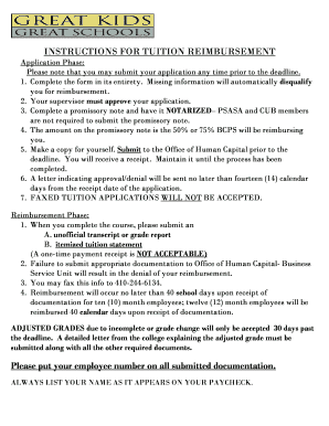 Baltimore City Public Schools Tuition Reimbursement Application