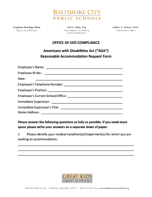 Americans with Disabilities Act Reasonable Accommodation Request Form