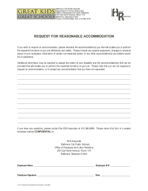 Request for Reasonable Accommodation